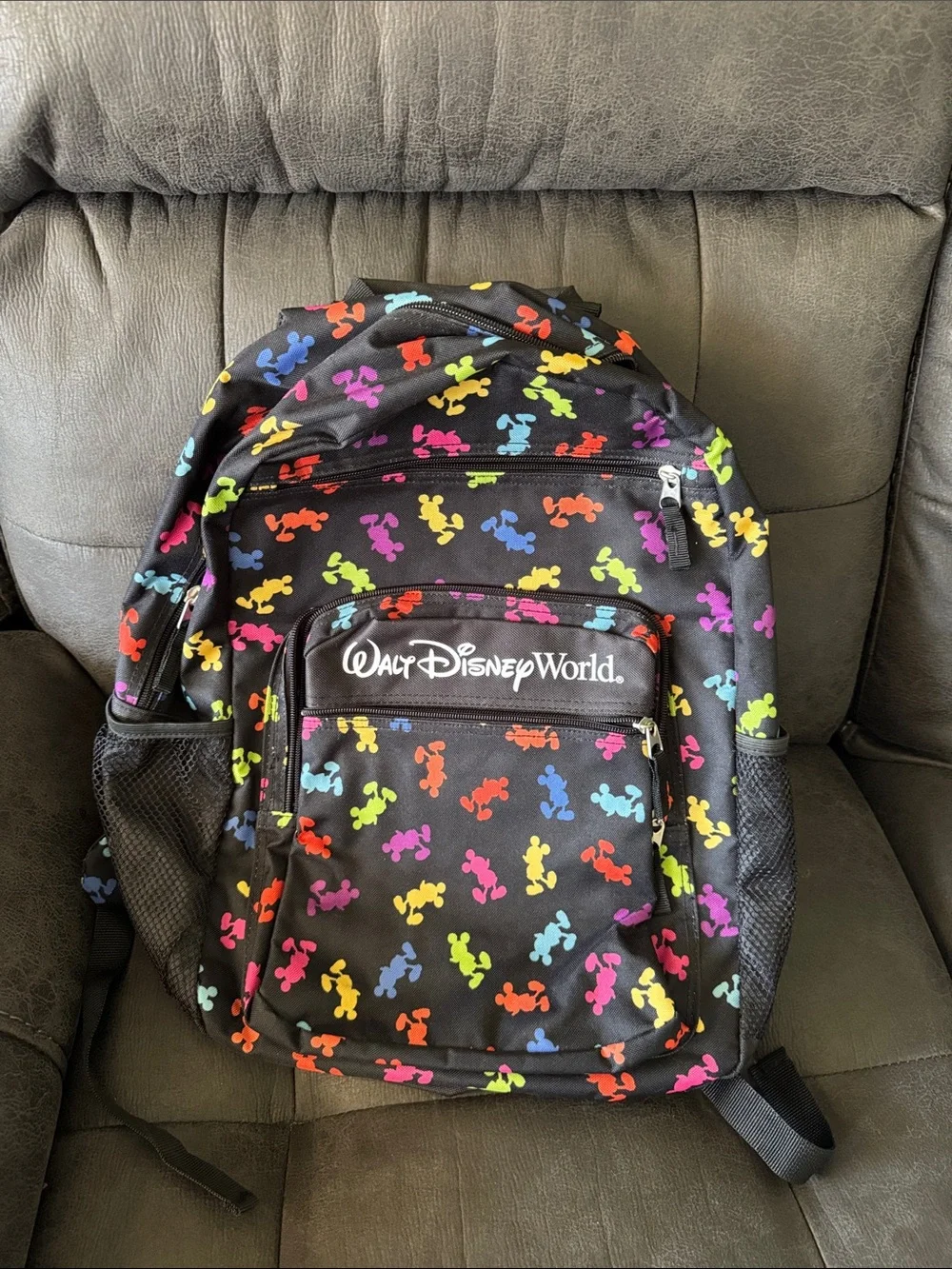 Disney Black Backpack with Multicolor Mickey Silhouettes